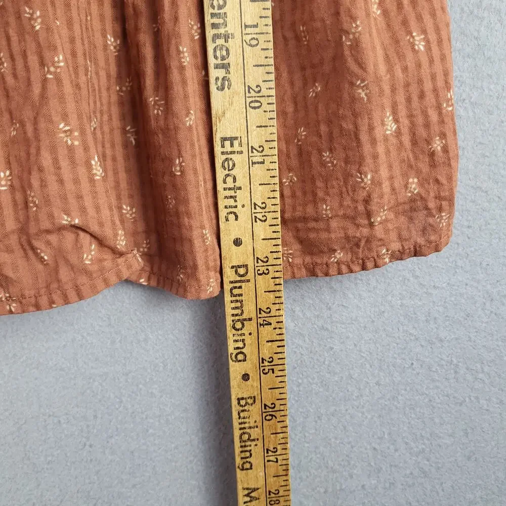 Madewell Size 4 Bubble Sleeve Smocked Peplum Top Orange Rust Cottagecore Prairie